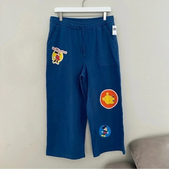 Disney Vault Collection Navy Wide Leg Sweat Pants Size Large - Picture 1 of 13